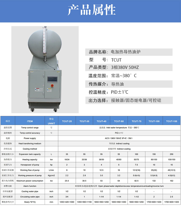 電加熱導熱油爐產品屬性